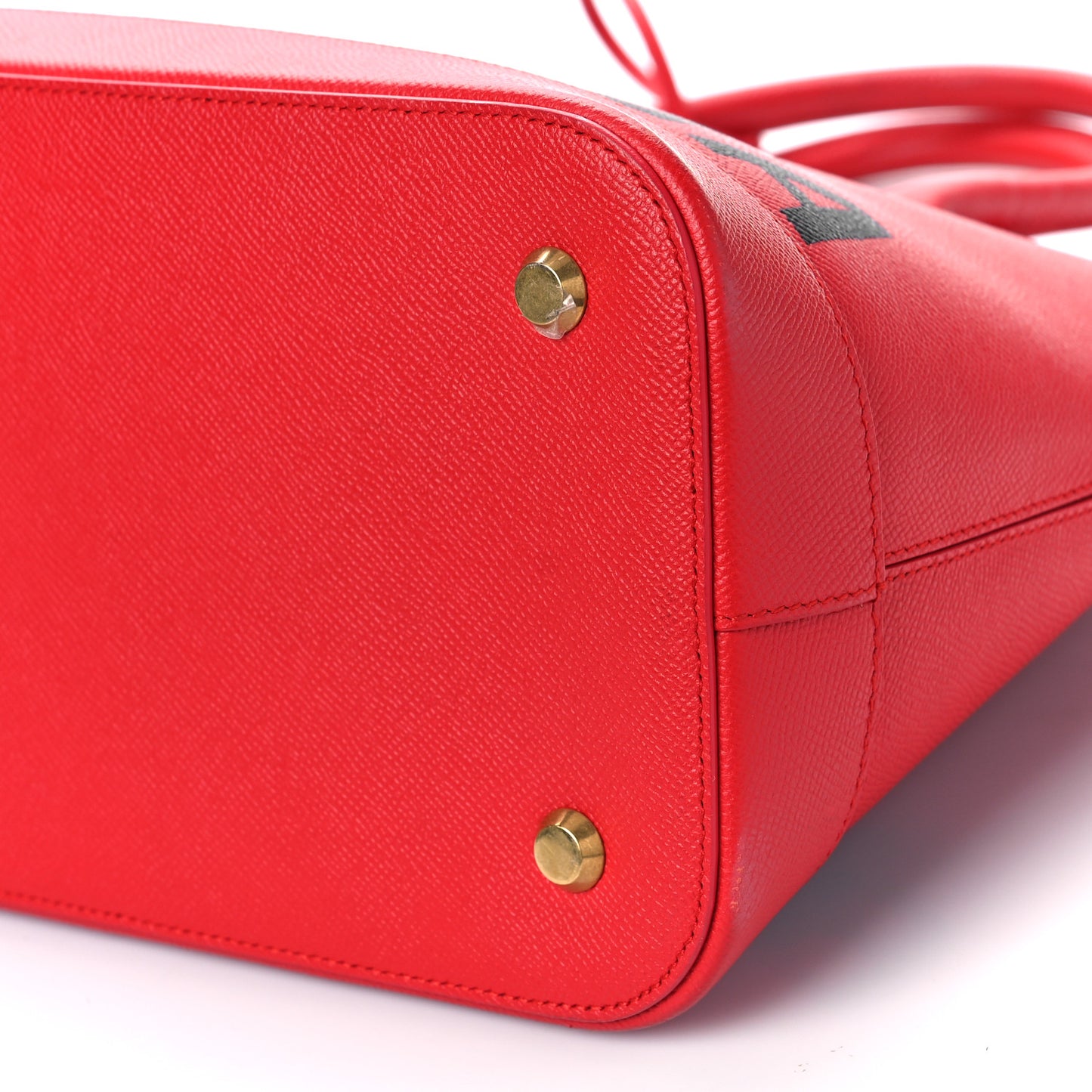 Grained Calfskin M Ville Top Handle Bag Rouge Coquelicot