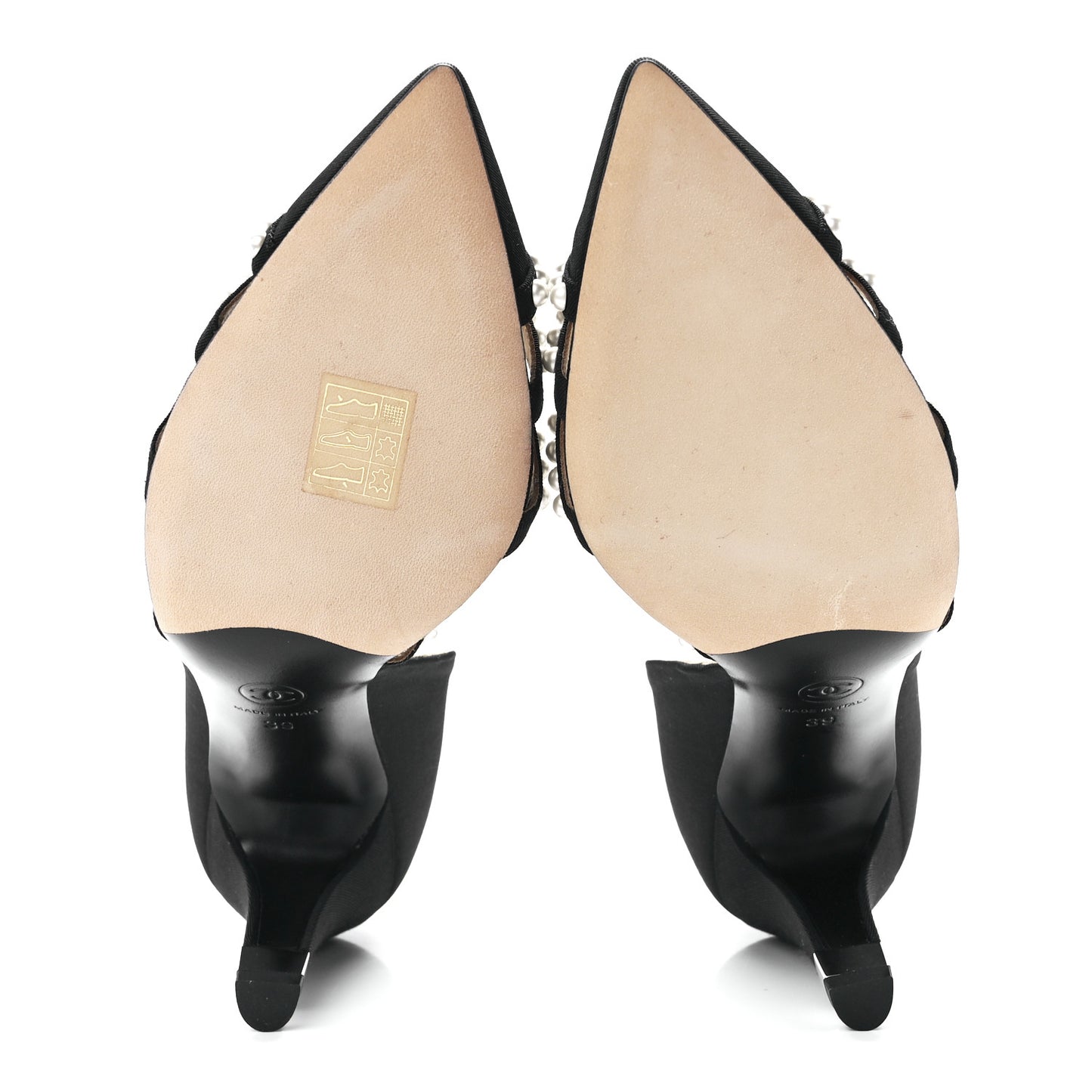 Satin Grosgrain Pearl Pumps 39 Black
