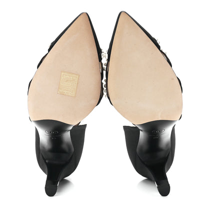 Chanel Satin Grosgrain Pearl Pumps 39 Black 5 of 7
