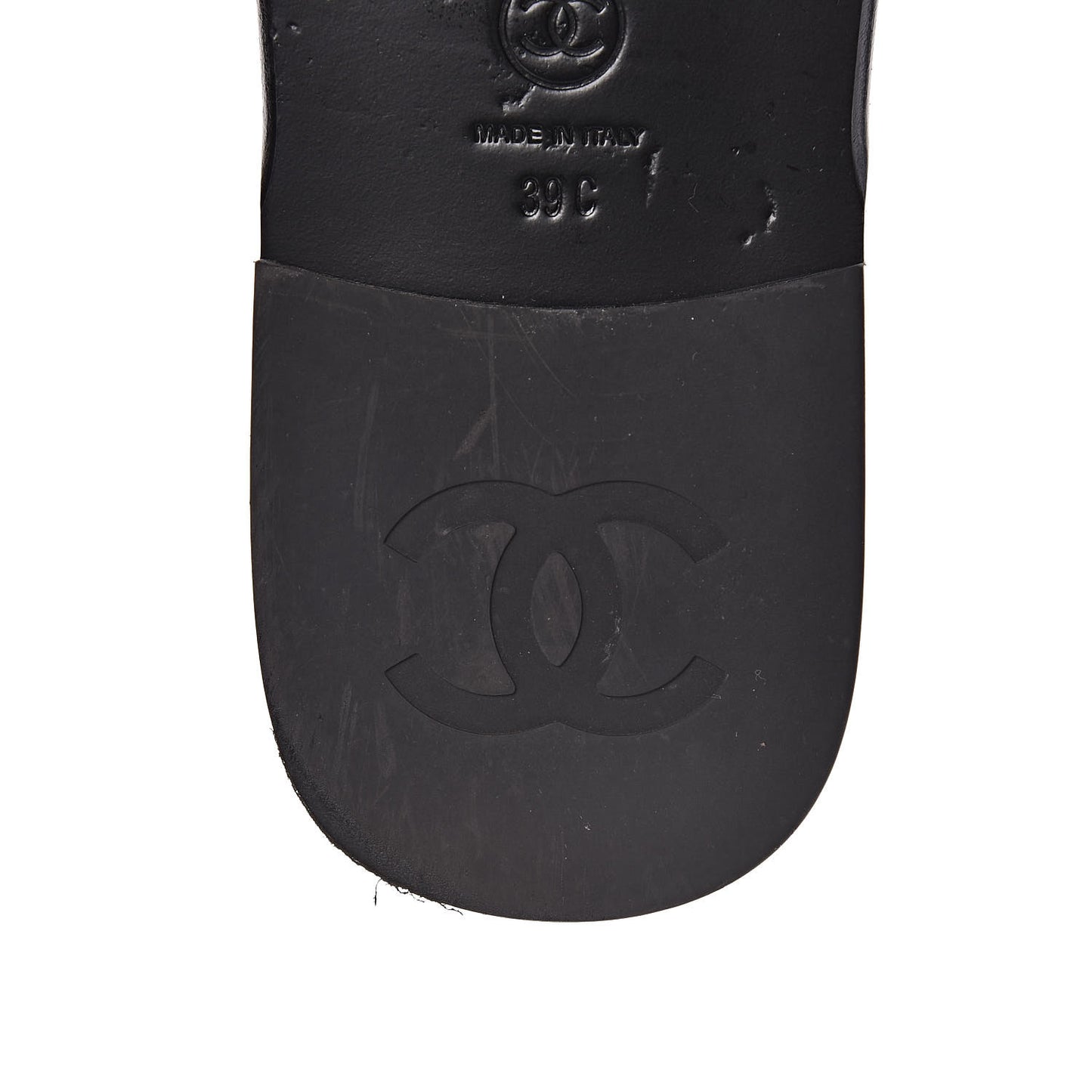 Patent Calfskin CC Slip On Mules 39 Black
