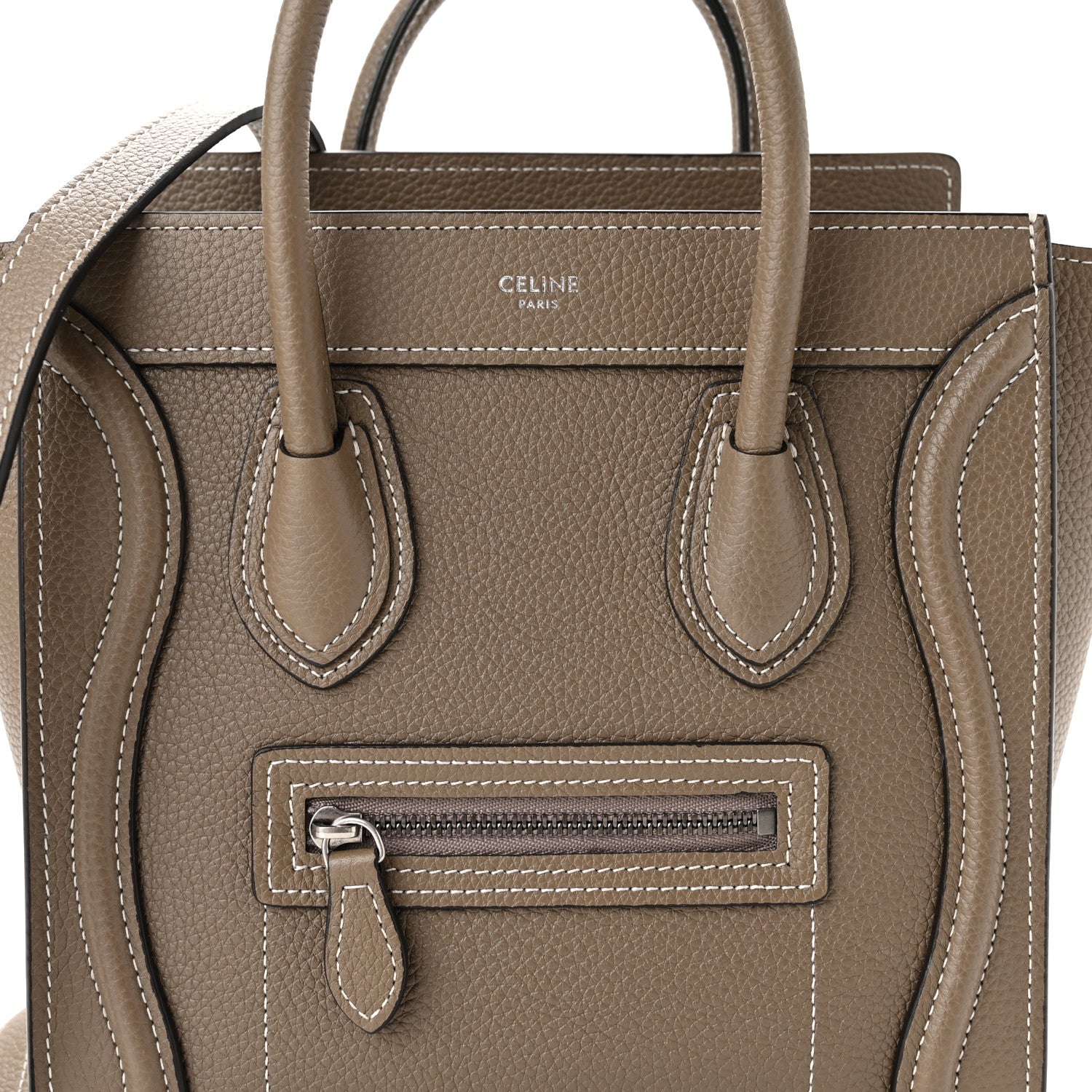 Celine Drummed Calfskin Nano Luggage Souris 7 of 9