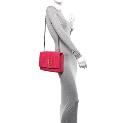 Saint Laurent Raffia Medium Monogram Kate Satchel Pink 2 of 9