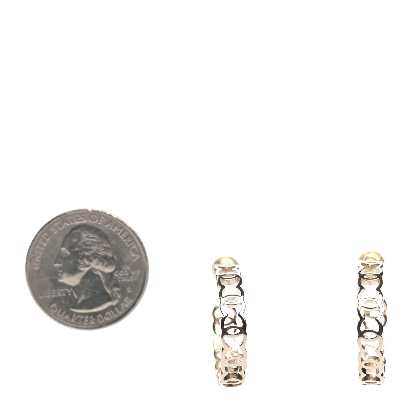 Metal CC Hoop Earrings Gold