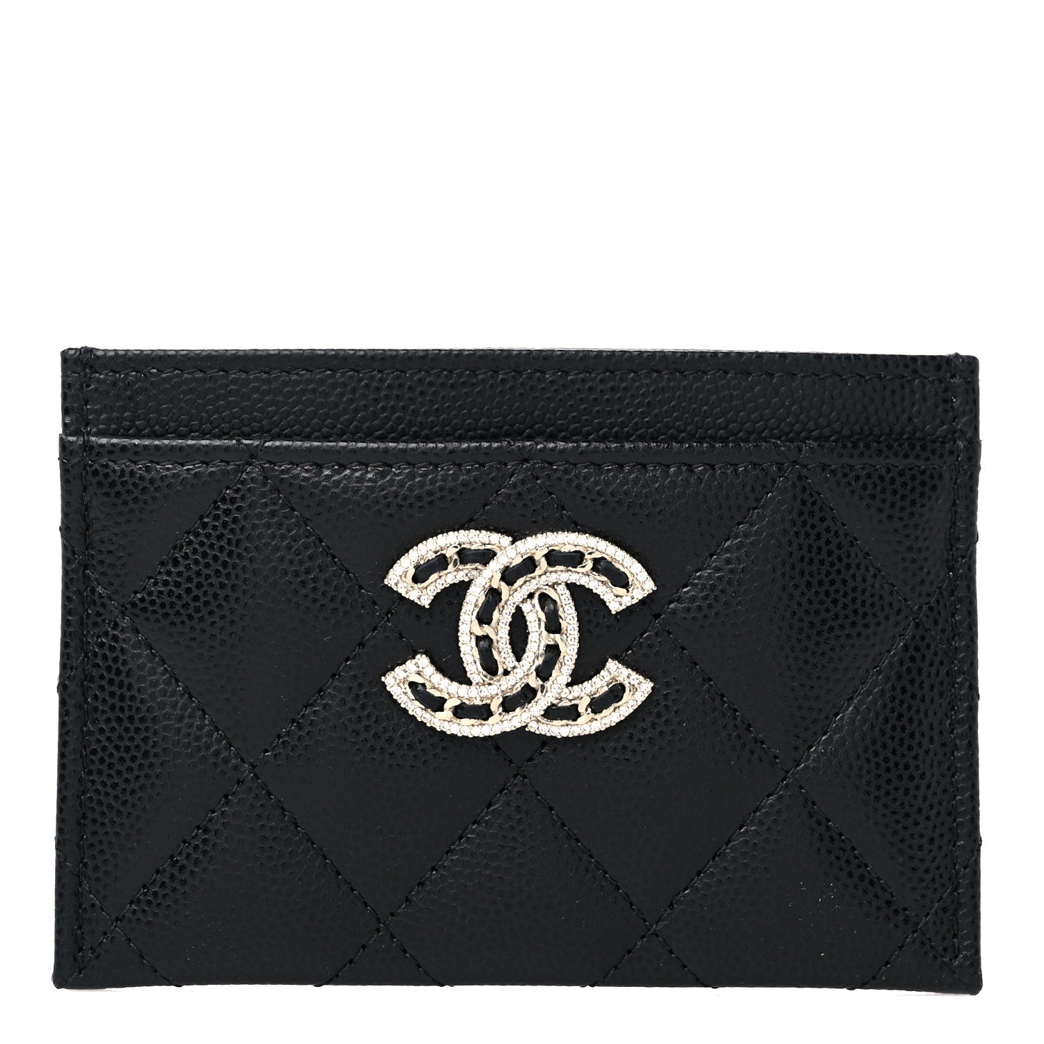 Chanel Caviar Quilted Crystal Card Holder Black 1 of 12