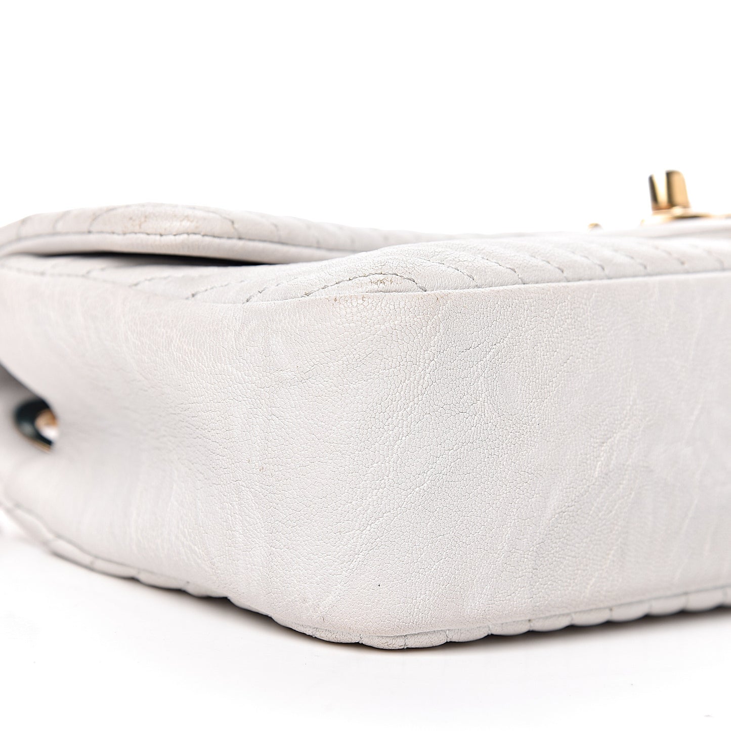 Calfskin Surpique Chevron Small Flap White
