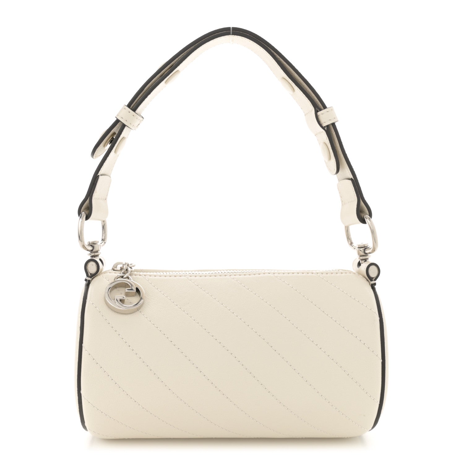 Gucci Sakai Be Green Calfskin Diagonal Stitched Mini Blondie Barrel Shoulder Bag Mystic White 1 of 9