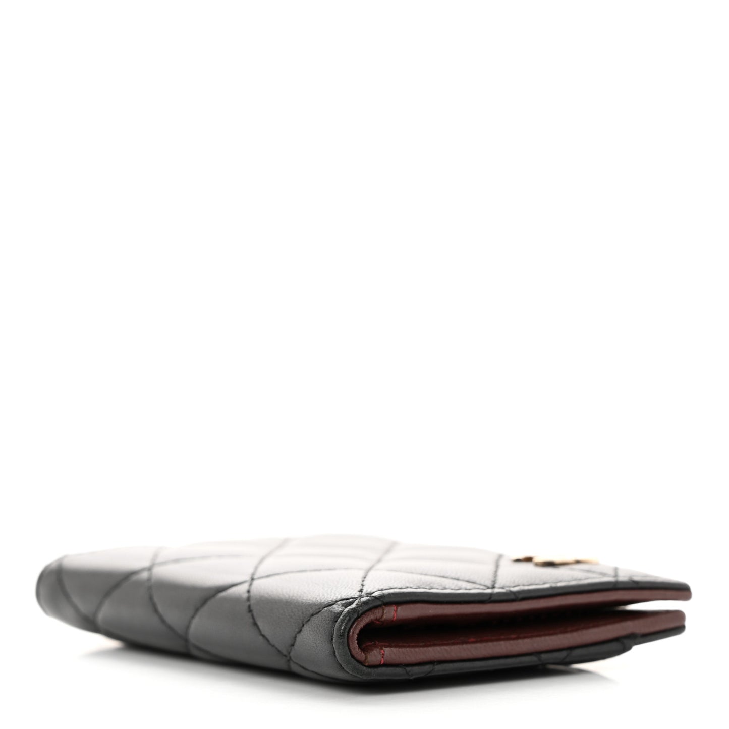 Lambskin Quilted Card Holder Wallet Black