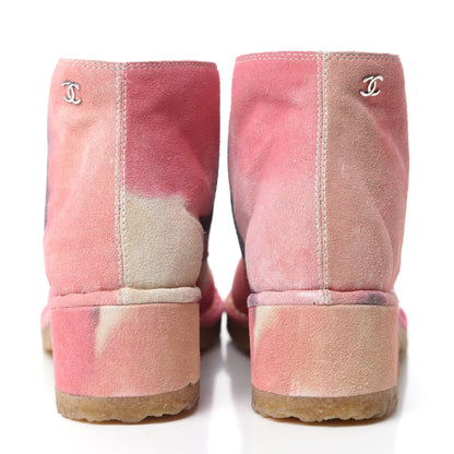 Chanel Suede Lace Up Short Boots 35.5 Pink Purple 5 of 9