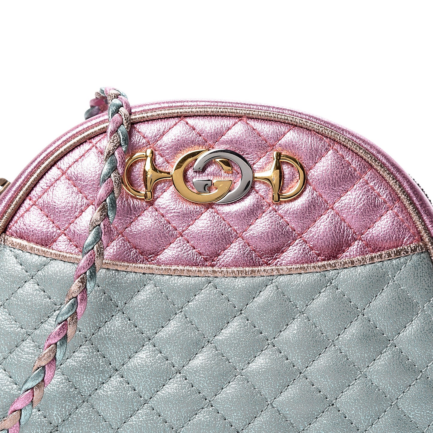 Laminated Nappa Trapuntata Mini Zumi Dome Shoulder Bag Rosa Lago Rame