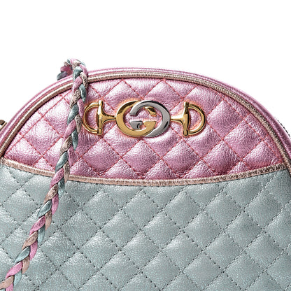 Gucci Laminated Nappa Trapuntata Mini Zumi Dome Shoulder Bag Rosa Lago Rame 7 of 11