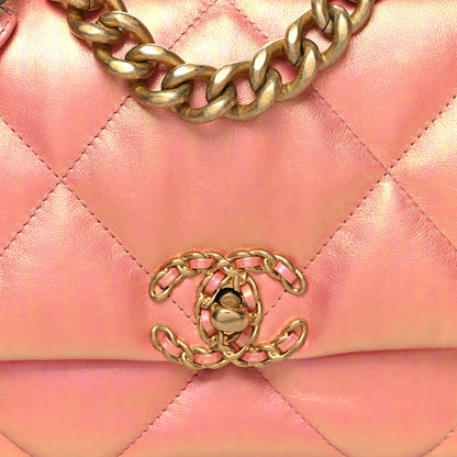 Chanel Iridescent Calfskin Quilted Medium Chanel 19 Flap Pink 8 of 10