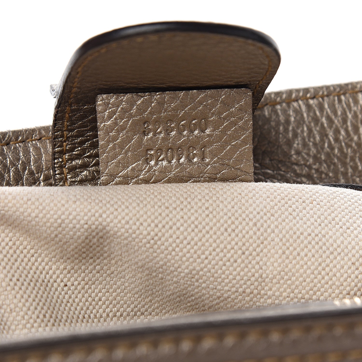Gucci Metallic Pebbled Calfskin Medium Bamboo Shopper Tote Golden Beige 7 of 11