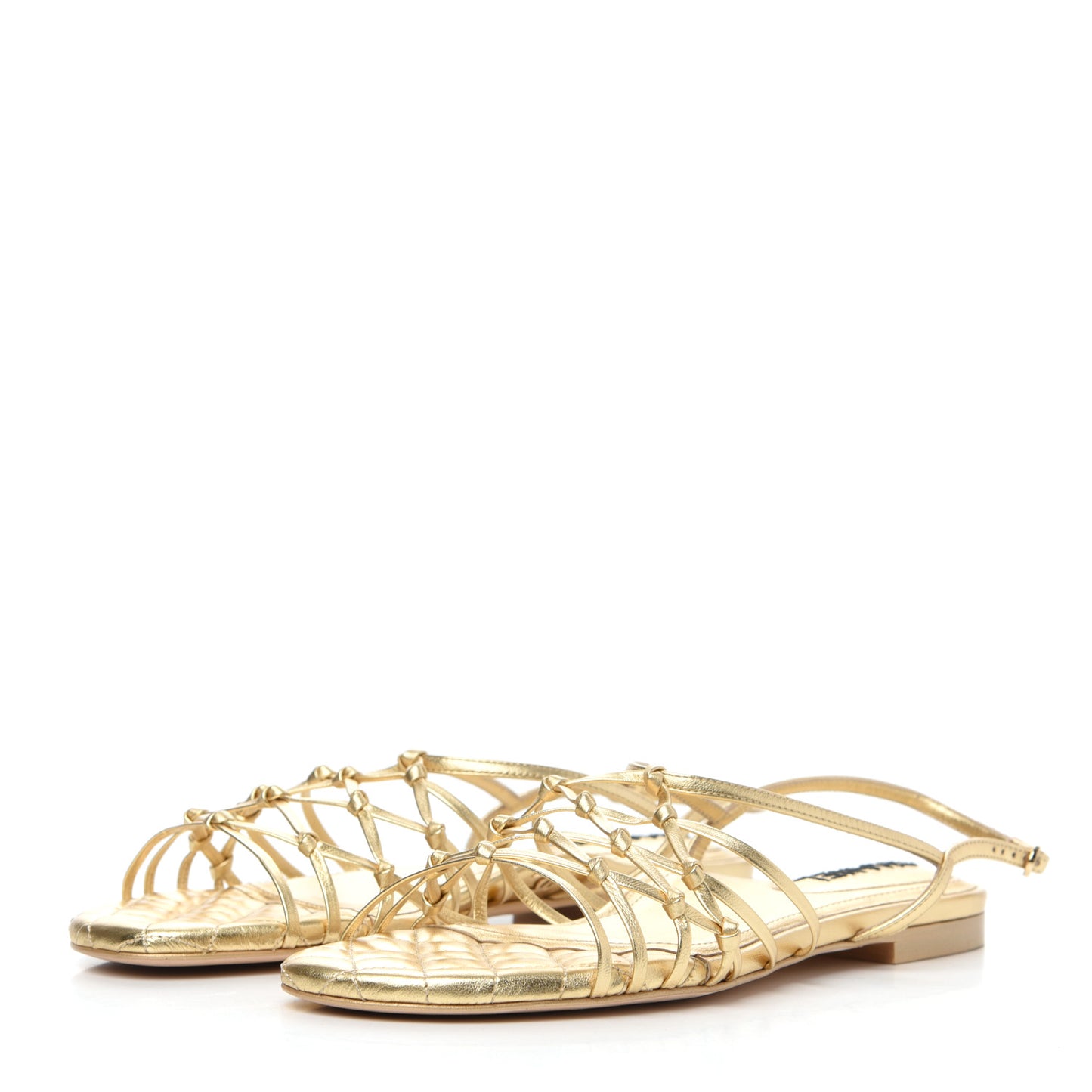 Laminated Lambskin CC Sandals 39.5 Gold