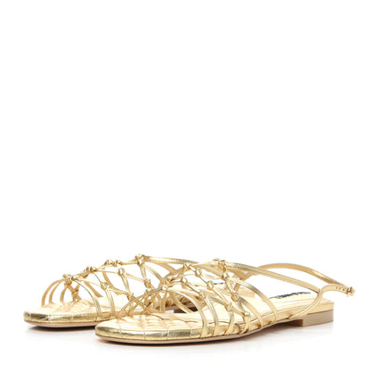 Chanel Laminated Lambskin CC Sandals 39.5 Gold 8 of 30