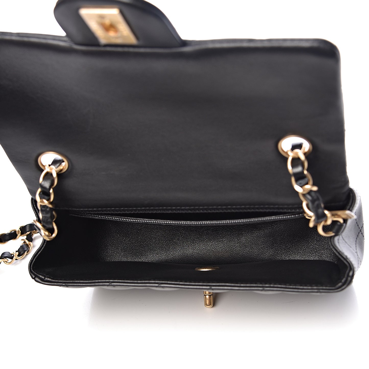Lambskin Quilted Mini Rectangular Flap Black