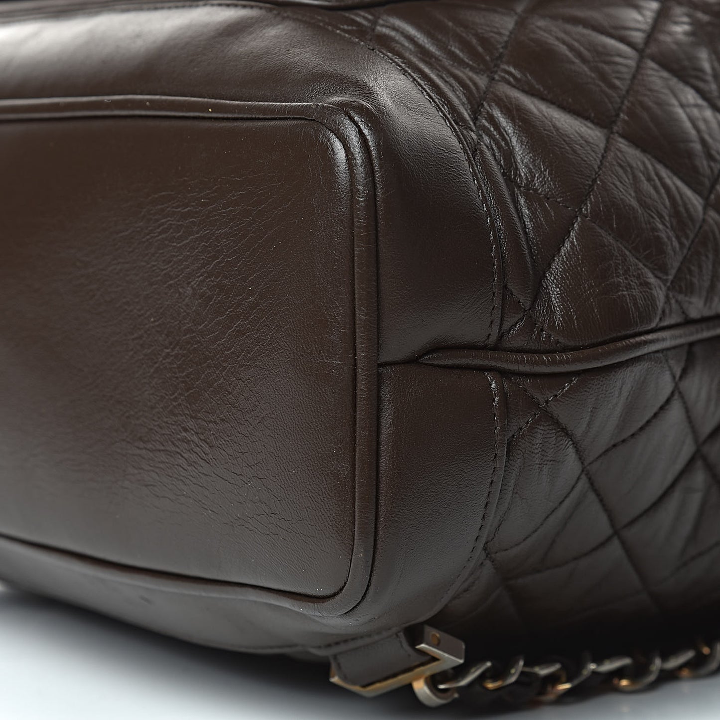 Lambskin Quilted Backpack Brown