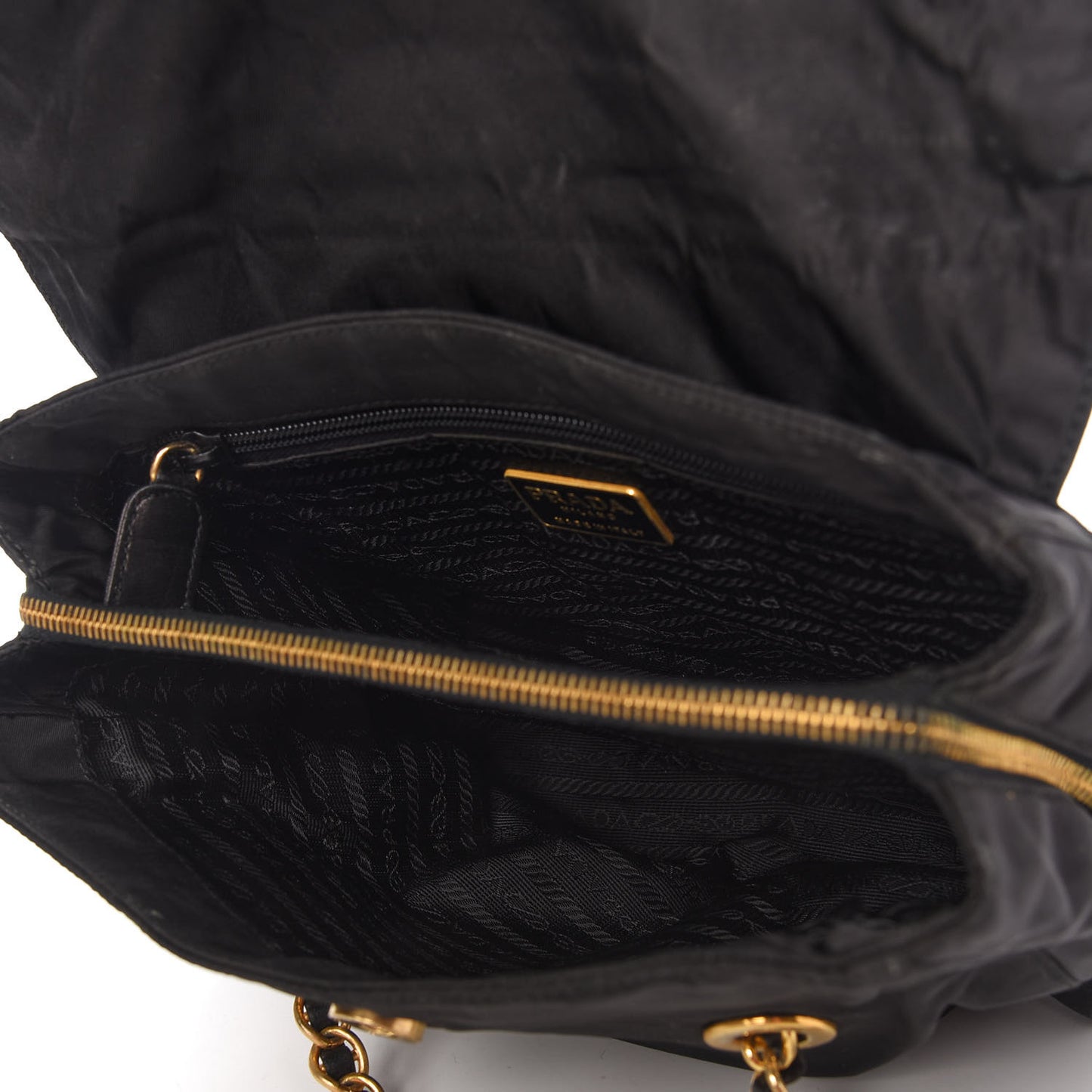 Tessuto Nylon Chain Shoulder Bag Black