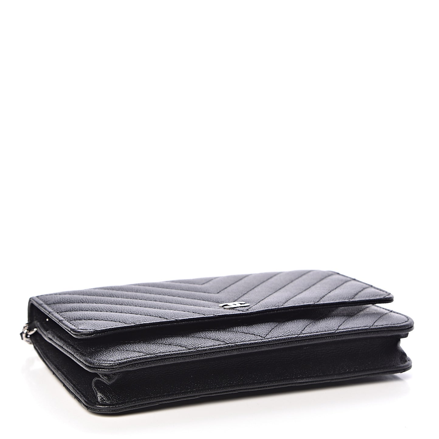 Caviar Chevron Quilted Wallet On Chain WOC Black
