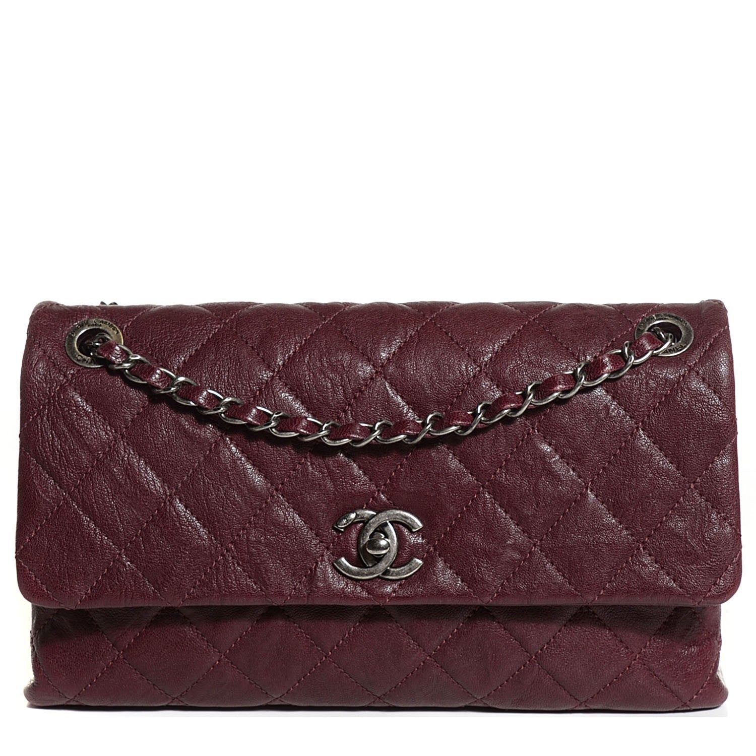 Chanel Goatskin Quilted Double Bag Flap Burgundy 1 of 9