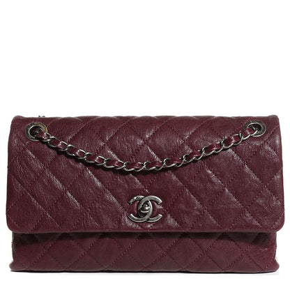 Chanel Goatskin Quilted Double Bag Flap Burgundy 1 of 9