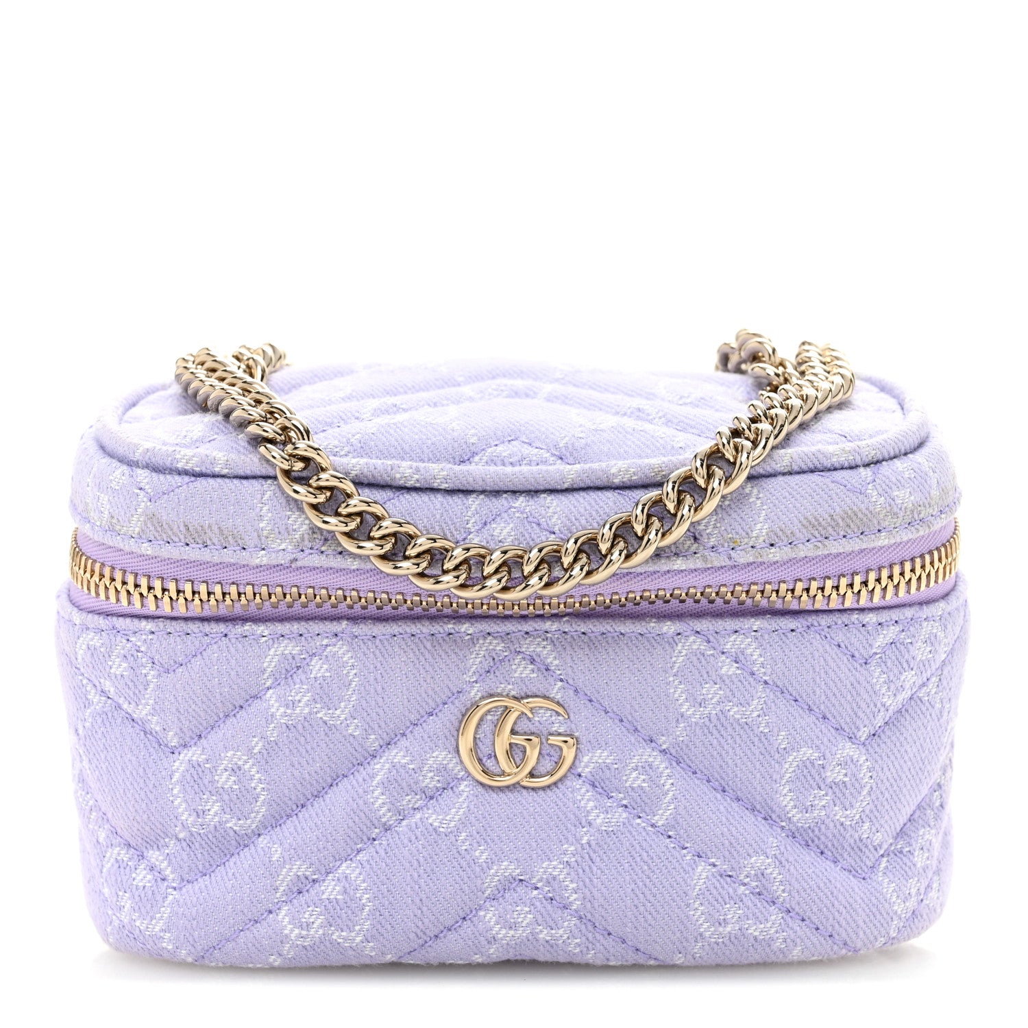 Gucci Denim GG Monogram Nano GG Marmont Vanity Bag Light Purple 1 of 11
