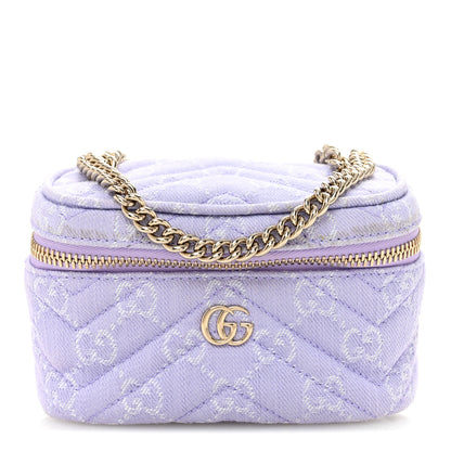 Gucci Denim GG Monogram Nano GG Marmont Vanity Bag Light Purple 1 of 11