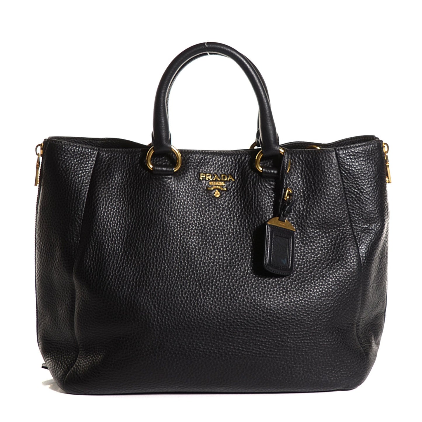 Vitello Daino Expandable Zip Tote Nero Black