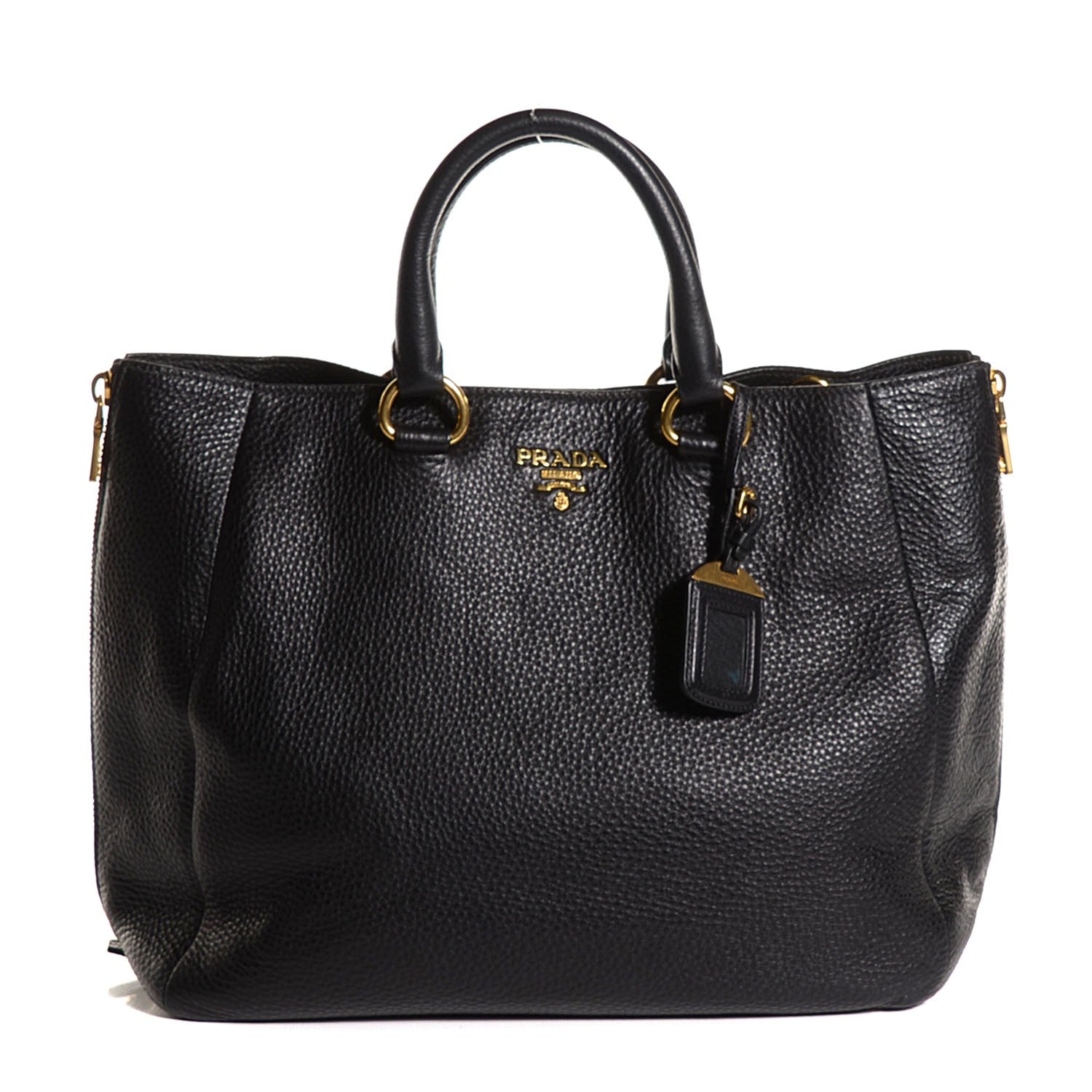 Prada Vitello Daino Expandable Zip Tote Nero Black 10 of 18