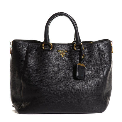 Prada Vitello Daino Expandable Zip Tote Nero Black 10 of 18