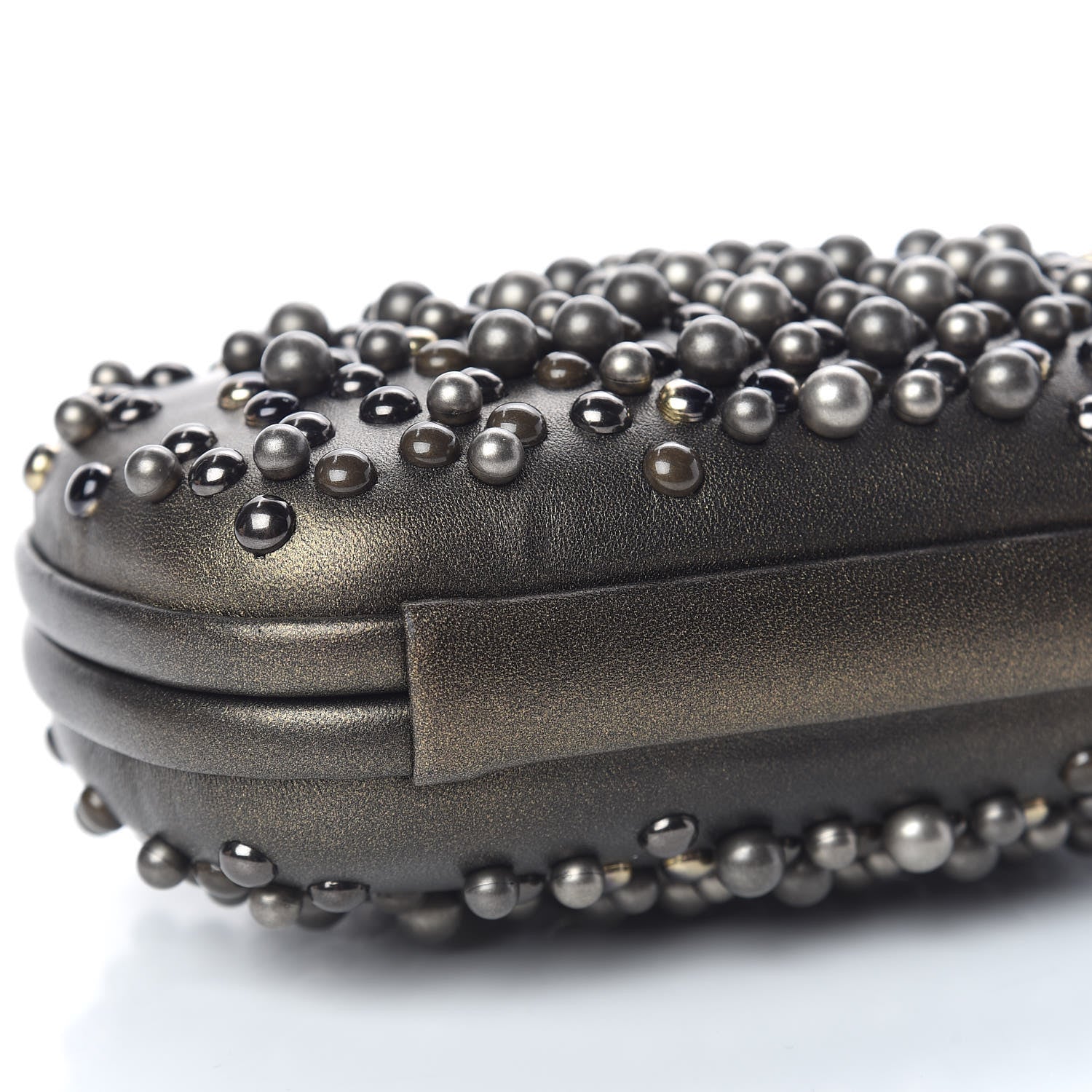 Bottega Veneta Nappa Pearl Embellished Knot Studded Clutch Gold 7 of 8