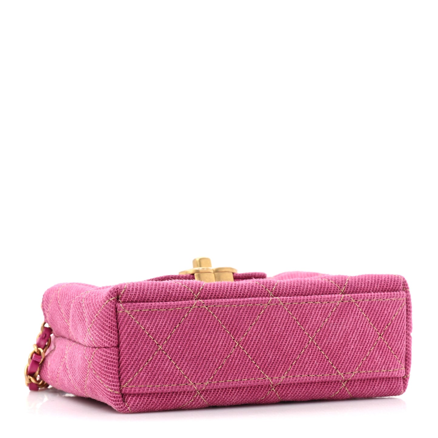 Denim Quilted Mini Nano Kelly Shopper Fuchsia