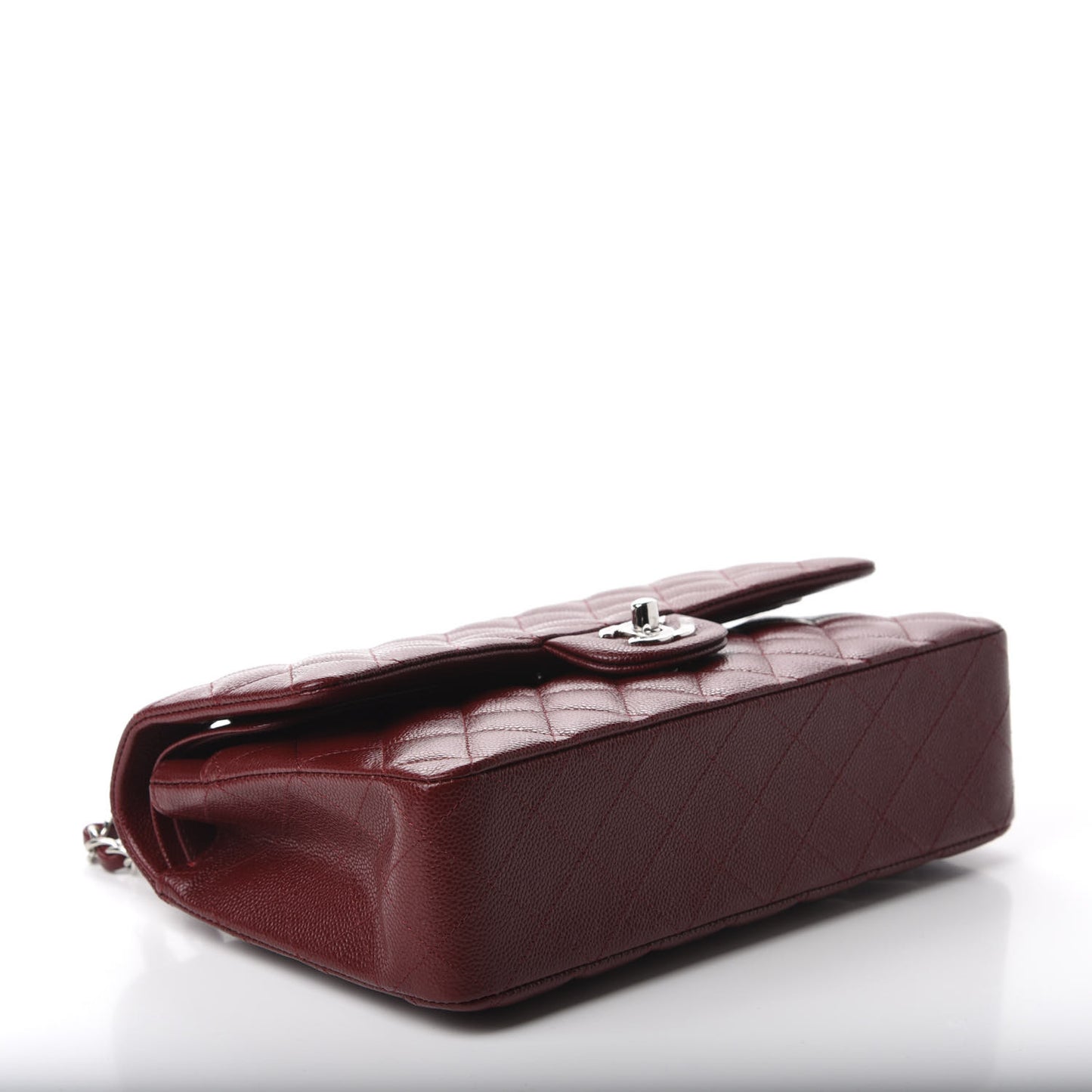 Caviar Quilted Medium Double Flap Dark Red