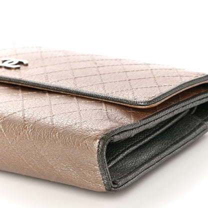 Chanel Metallic Calfskin Diamond Stitched Flap Wallet Gold 6 of 21