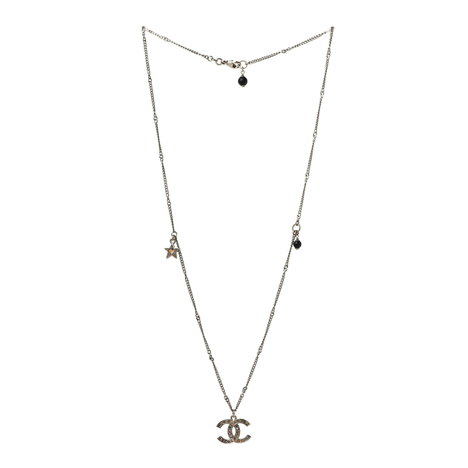 Chanel Baguette Crystal CC Starfall Necklace Gold 2 of 4
