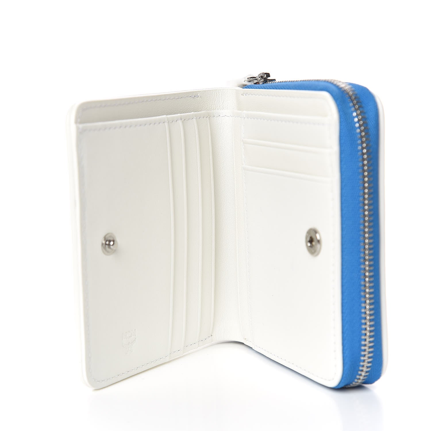 MCM Visetos Mini Zip Around Wallet White 5 of 7