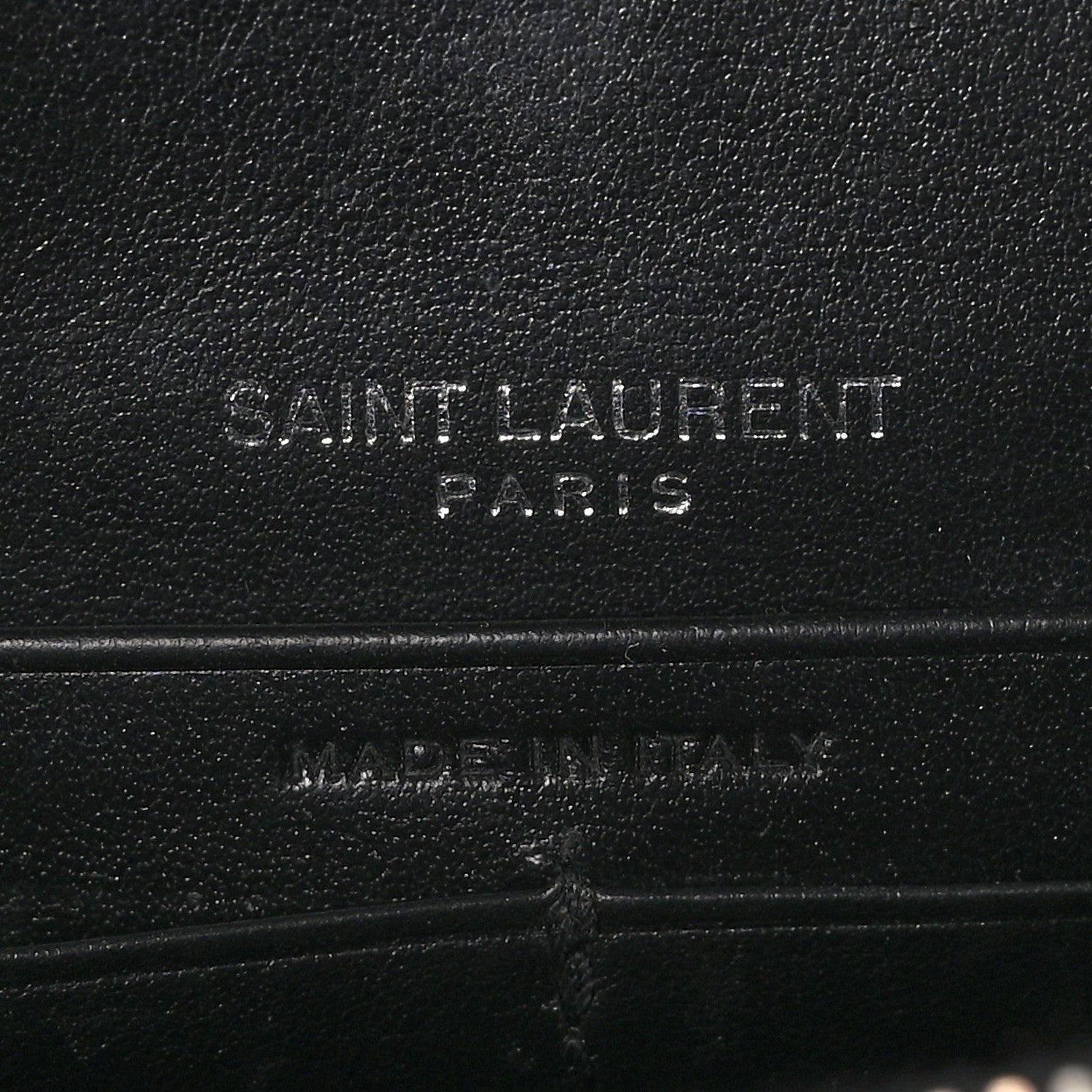 Saint Laurent Calfskin Crocodile Embossed Monogram Sunset Top Handle Chain Wallet Black 6 of 9