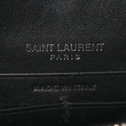 Saint Laurent Calfskin Crocodile Embossed Monogram Sunset Top Handle Chain Wallet Black 6 of 9