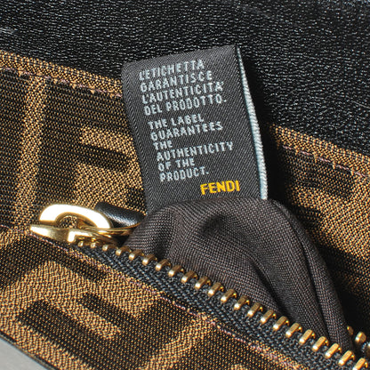 Fendi Goatskin Zucca Medium Peekaboo Iconic Satchel Black Tobacco 7 of 8