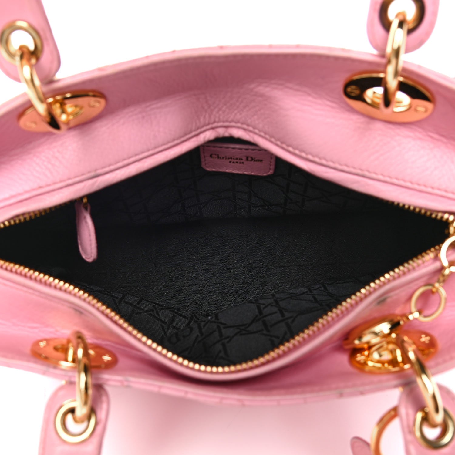 Christian Dior Grained Calfskin Cannage Medium Lady Dior Pink 4 of 10