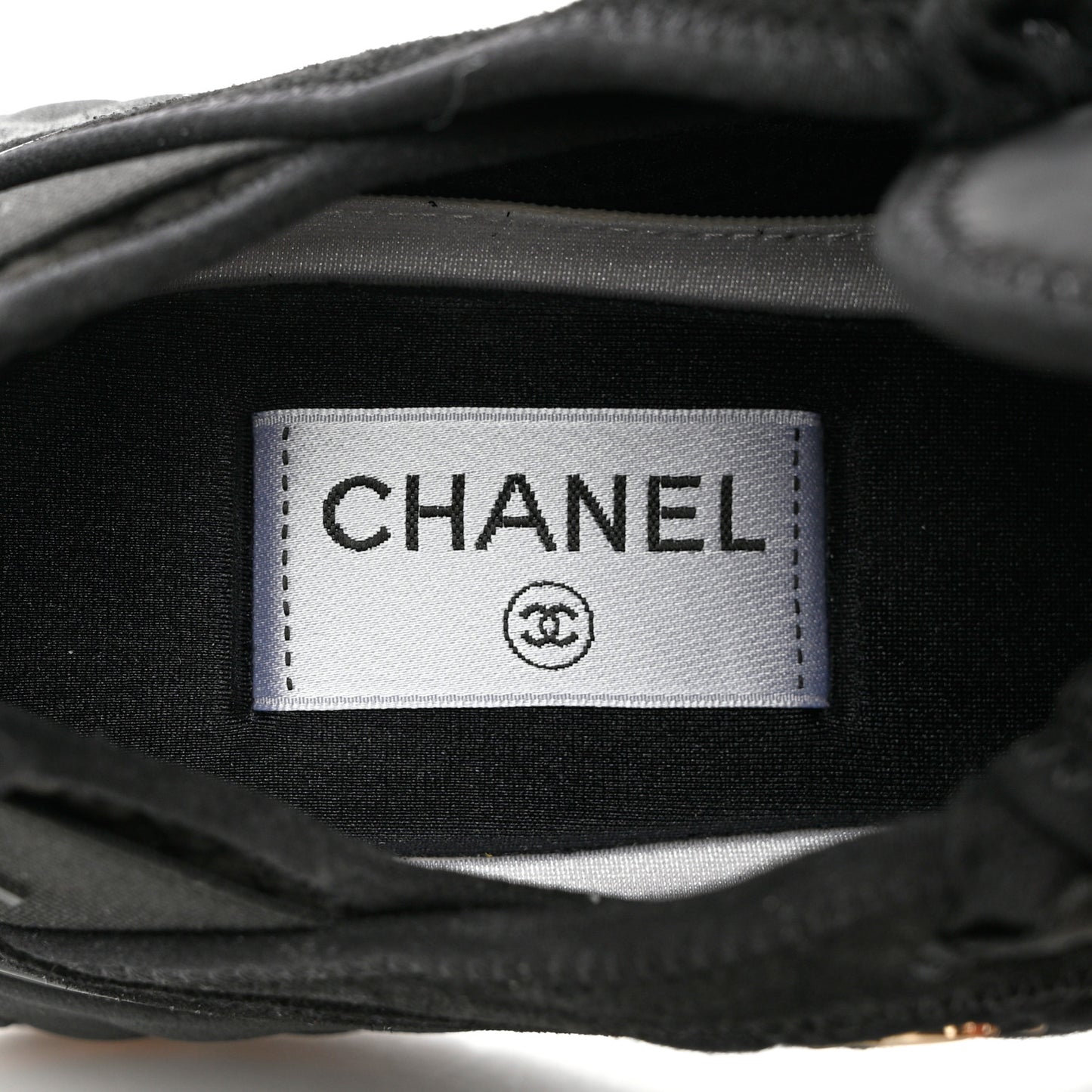Suede Calfskin Mixed Fibers CC Sneakers 39 Black Dark Grey