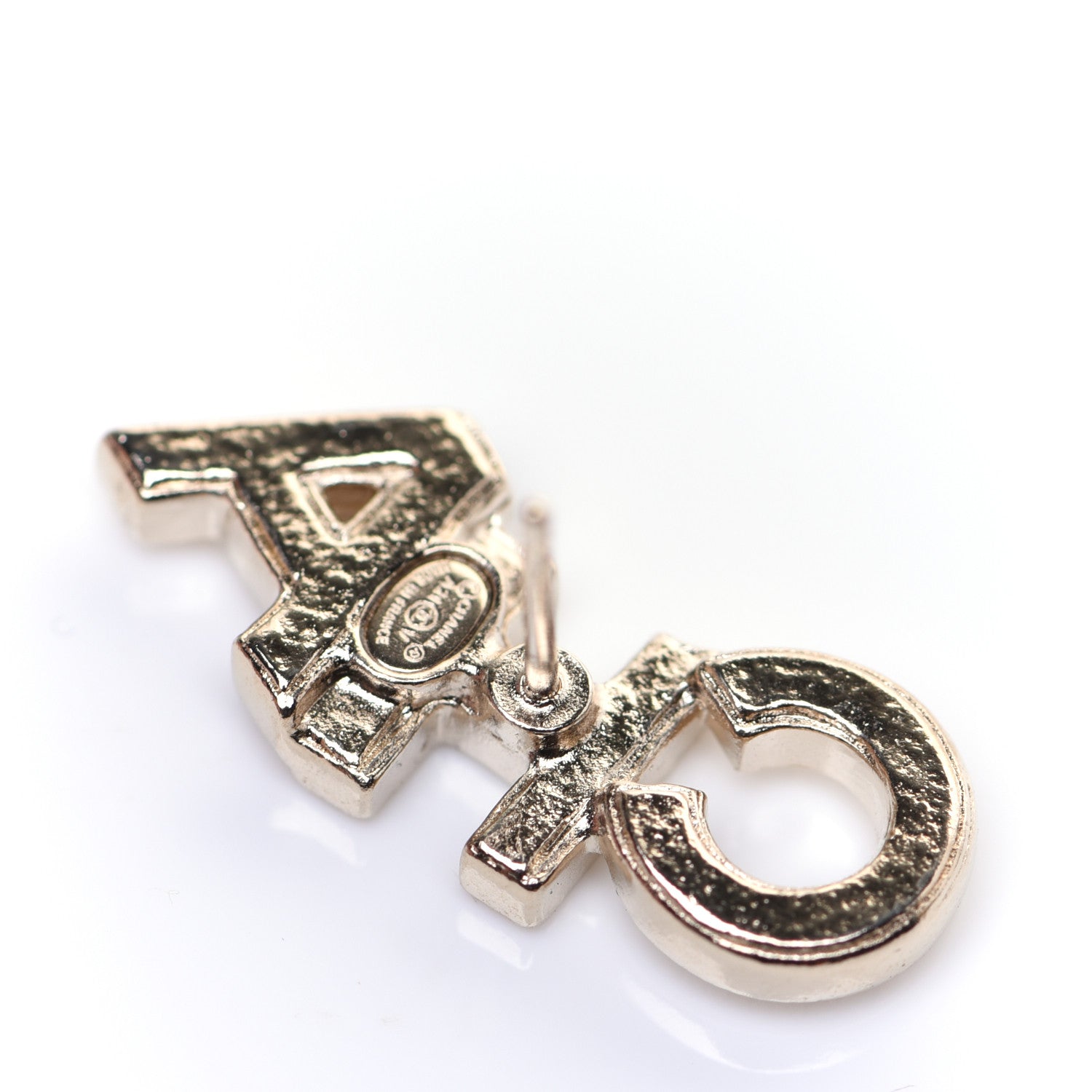 Chanel Crystal Pearl Signature Stud Earrings Gold 5 of 9