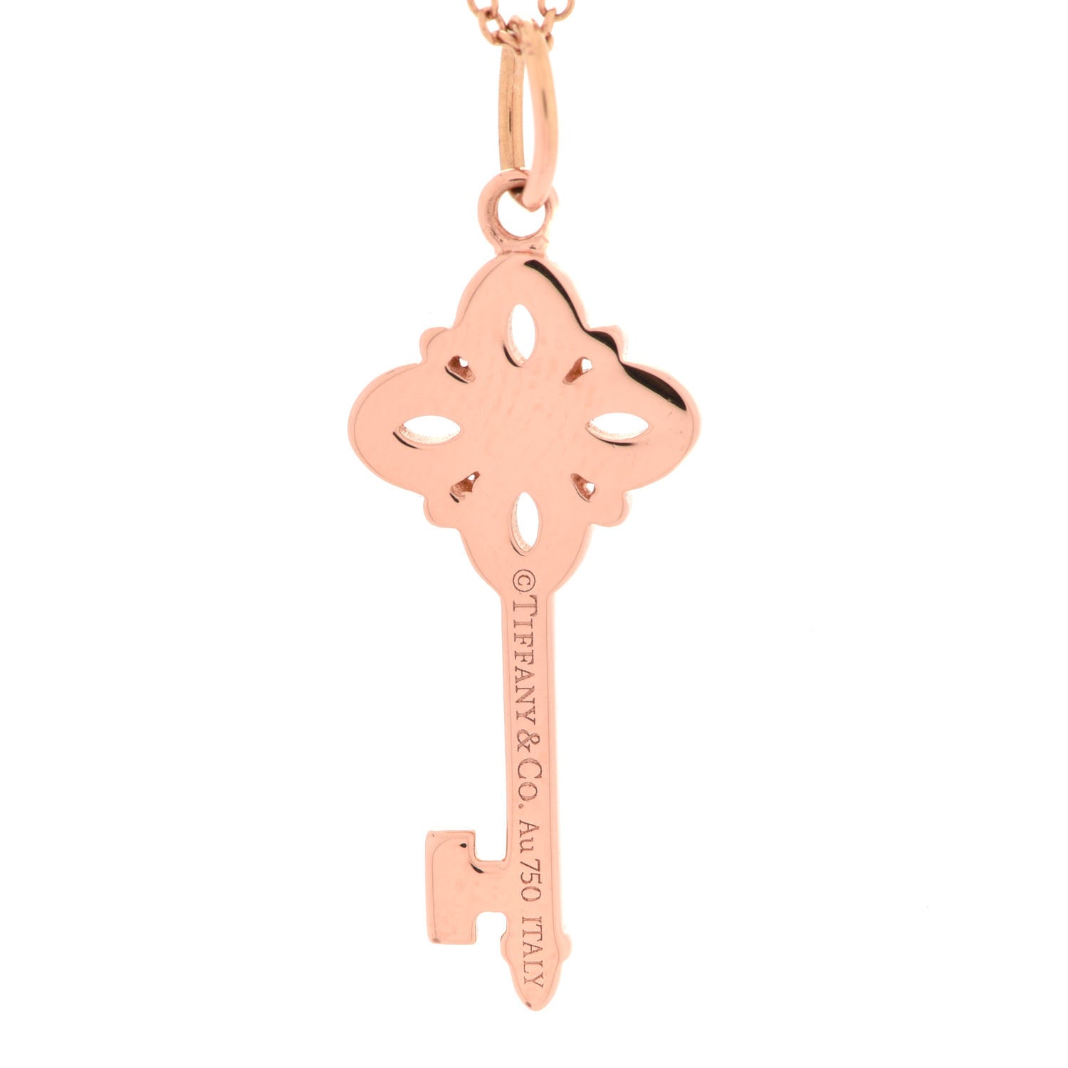 Tiffany 18K Rose Gold Diamond Mini Victoria Key Pendant Necklace 4 of 6