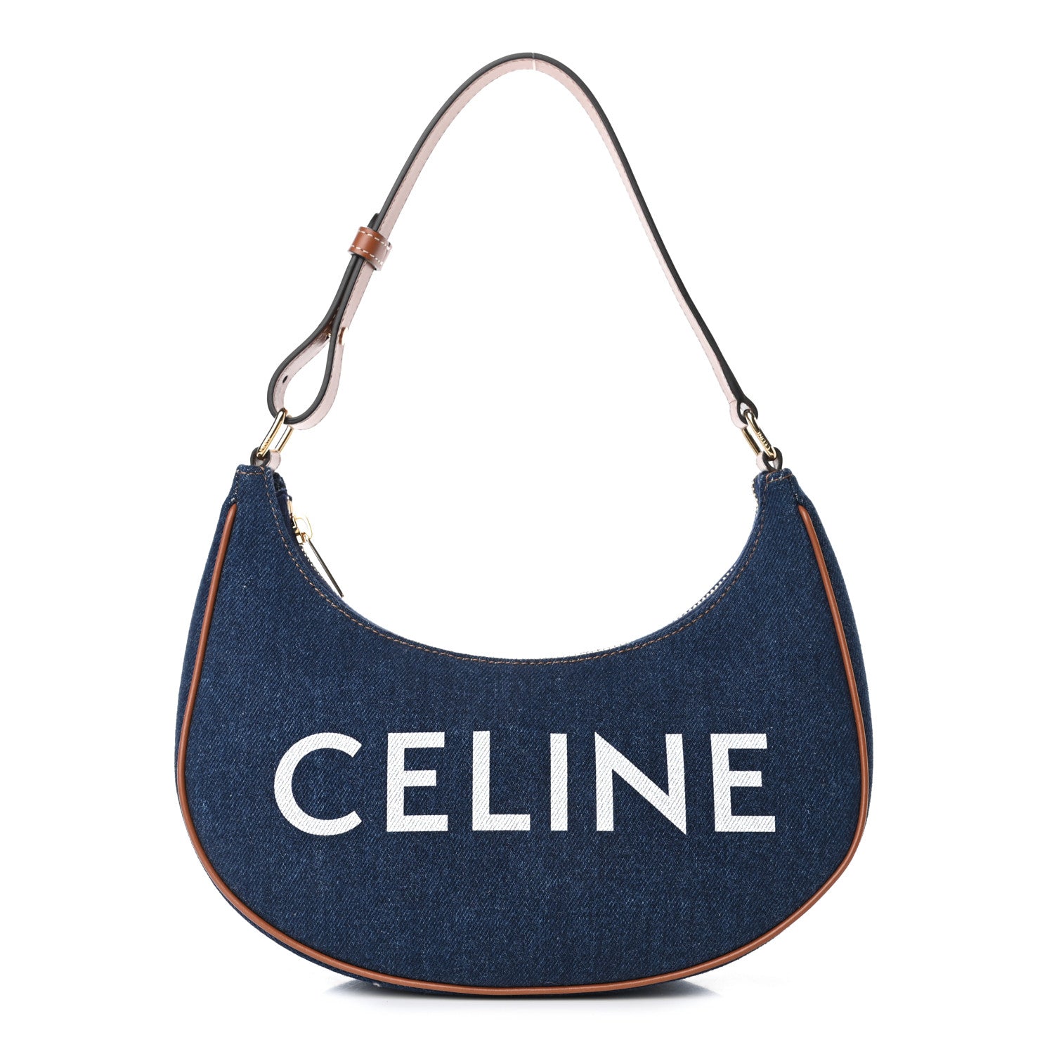Celine Denim Ava Shoulder Bag Navy Tan 1 of 4