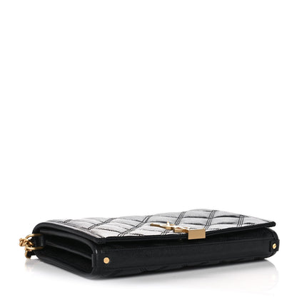 Saint Laurent Lambskin Diamond Quilted Becky Chain Wallet Black 4 of 10