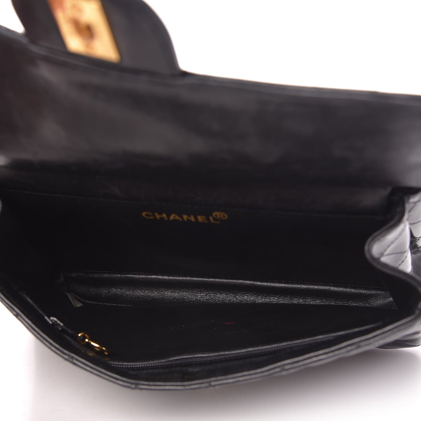 Patent Quilted Small Double Sided Flap Black