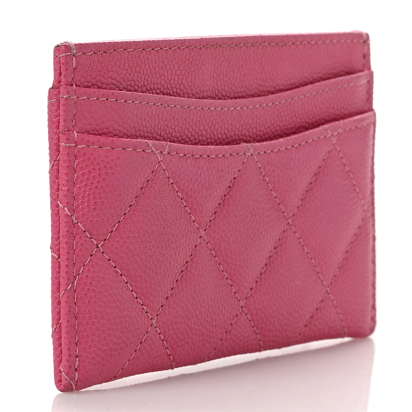 Caviar Quilted Card Holder Pink