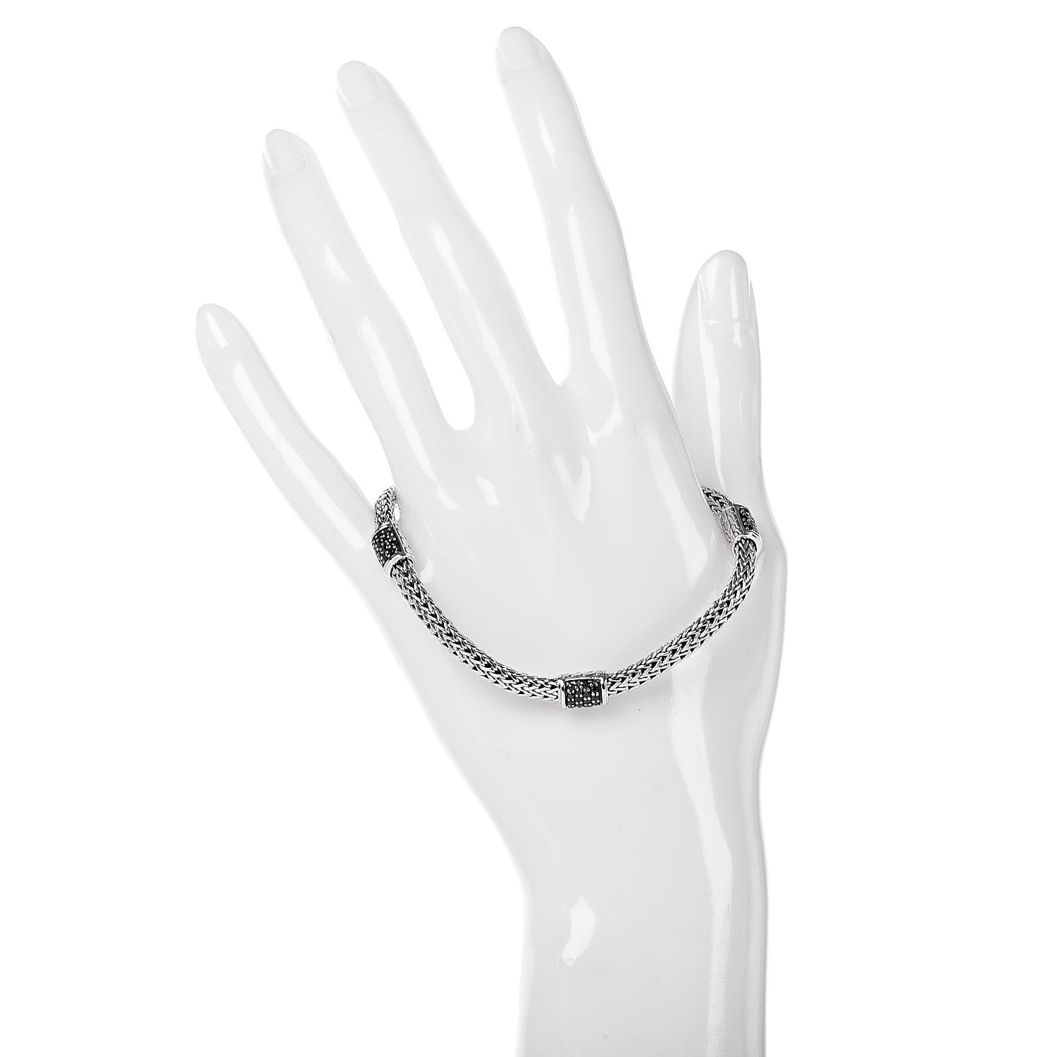 John Hardy Sterling Silver Black Sapphire 4 Station Classic Chain Bracelet 2 of 5