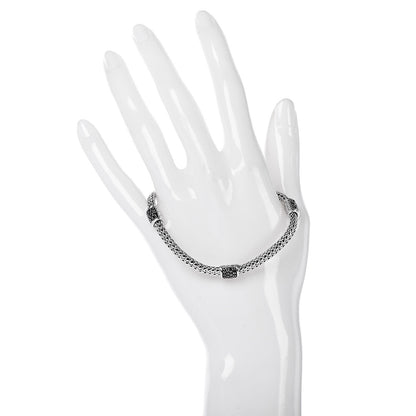 John Hardy Sterling Silver Black Sapphire 4 Station Classic Chain Bracelet 2 of 5