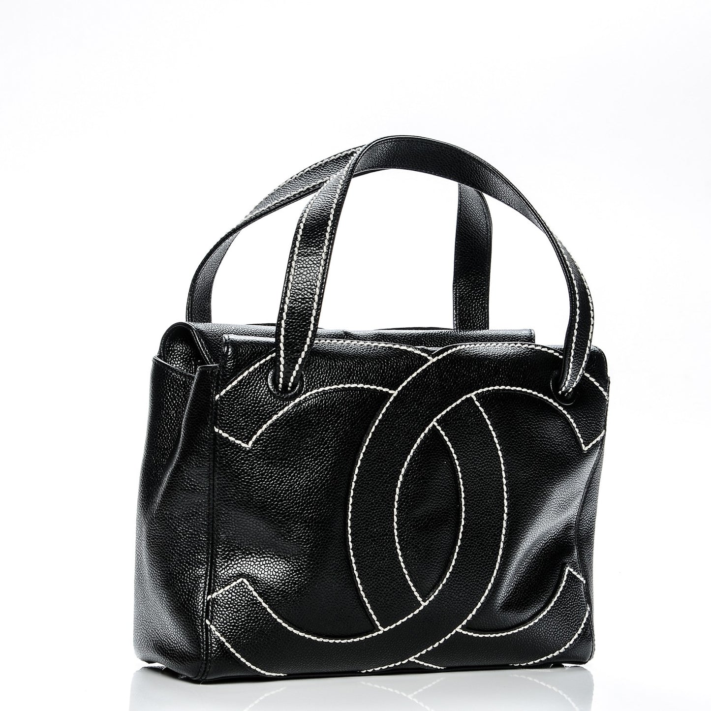Caviar CC Stitched Small Tote Black