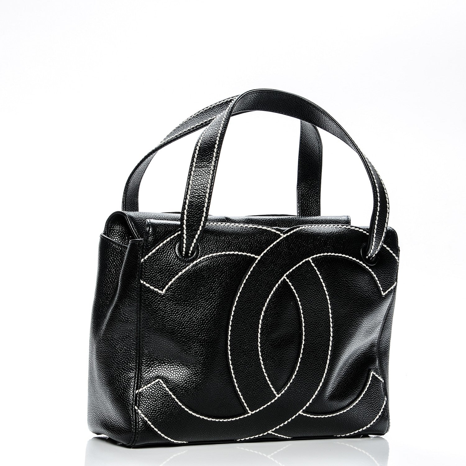 Chanel Caviar CC Stitched Small Tote Black 3 of 7